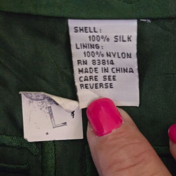 Fuda International Vintage 90s 100% Silk Unique Pattern Bomber Jacket Size L - Picture 8 of 8